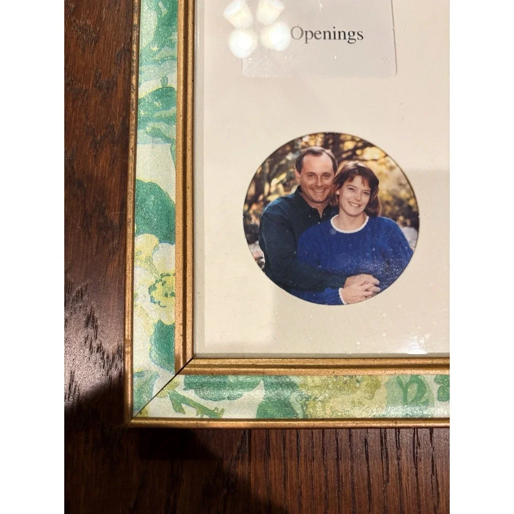 VTG Picture Frame Collage 10 Openings Retro Green Gold Floral 90's Cottagecore